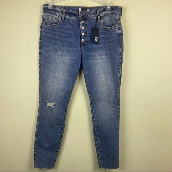NWT KUT Fron the Kloth 00HIGH RISE DENIM FAB Ankle Skin Button Fly Sz 14P - Picture 5 of 14
